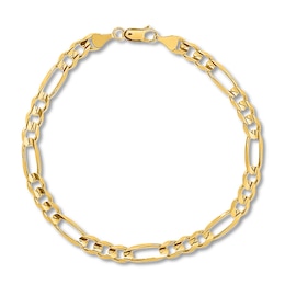 Solid Figaro Link Bracelet 14K Yellow Gold 8.5&quot;