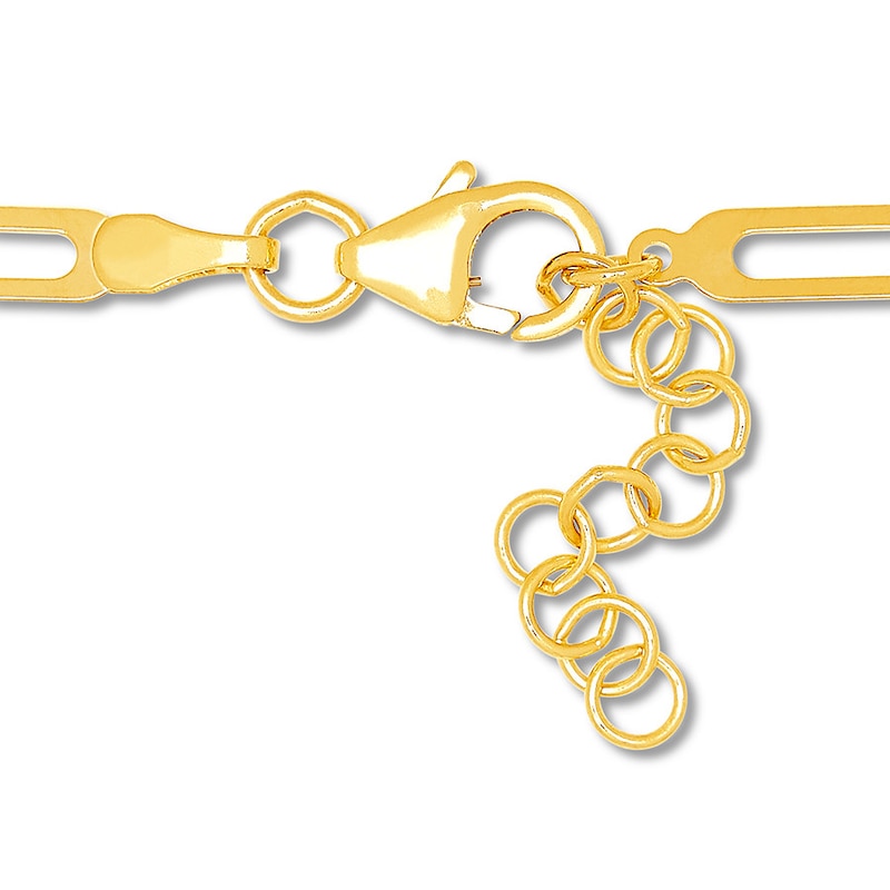 Main Image 3 of Solid 10K Two-Tone Gold Anklet Adjustable 10"