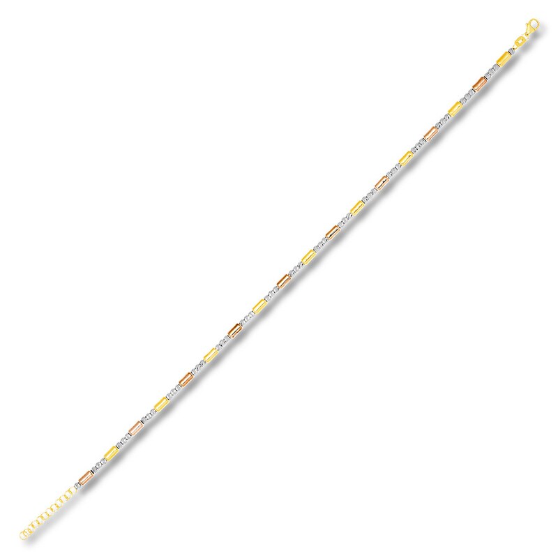 Main Image 2 of 10K Tri-Color Gold Anklet Adjustable 10"