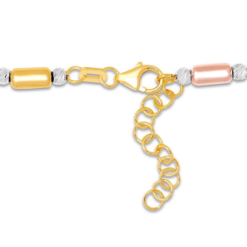 Main Image 3 of 10K Tri-Color Gold Anklet Adjustable 10"