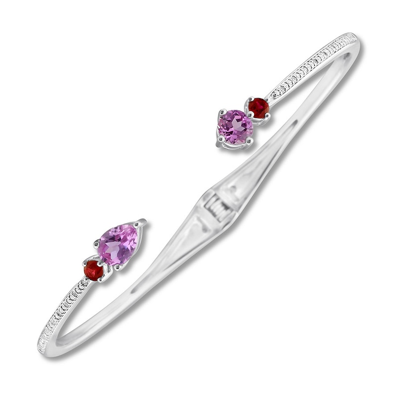 Lab-Created Ruby/Lab-Created Sapphire Bangle Sterling Silver