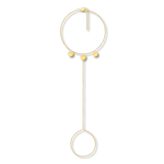 Disc Hand Bracelet 10K Yellow Gold 8.5"