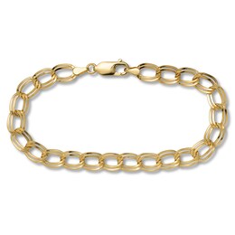 Double Oval Hollow Link Bracelet 10K Yellow Gold 7.5&quot;