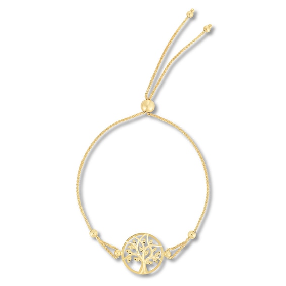 Tree Bolo Bracelet 10K Yellow Gold 9.5"