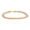 Thumbnail Image 0 of Semi-Solid Textured Curb Chain Bracelet 10K Two-Tone Gold 8.5"