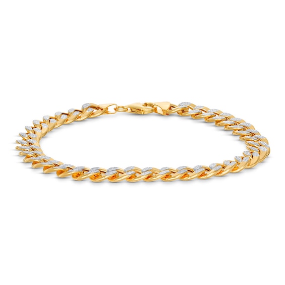 Textured Curb Chain Bracelet 10K Two-Tone Gold 8.5"