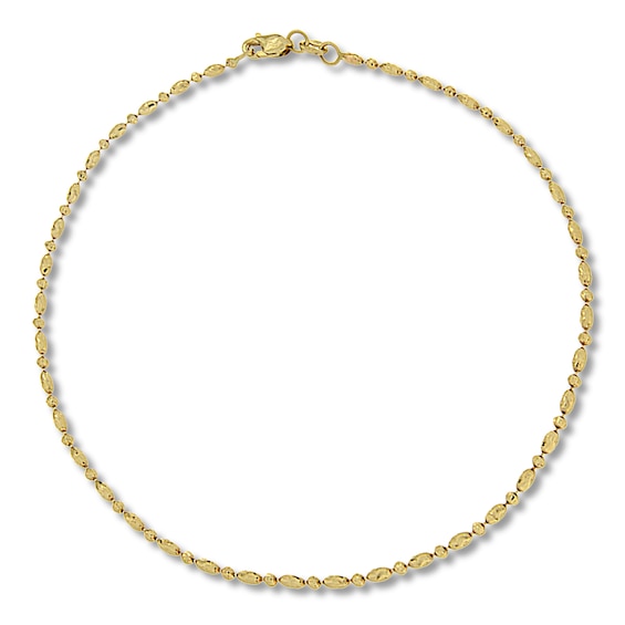 Ankle Bracelet Hollow 10K Yellow Gold 10"