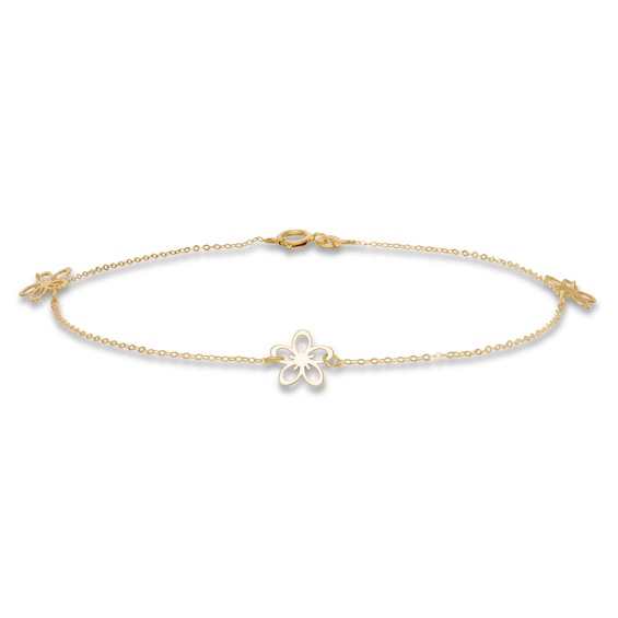 Flower Anklet 10K Yellow Gold 10"