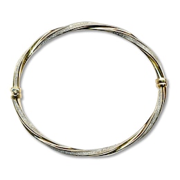 Italian Twisted Glitter Bangle 14K Yellow Gold 8"