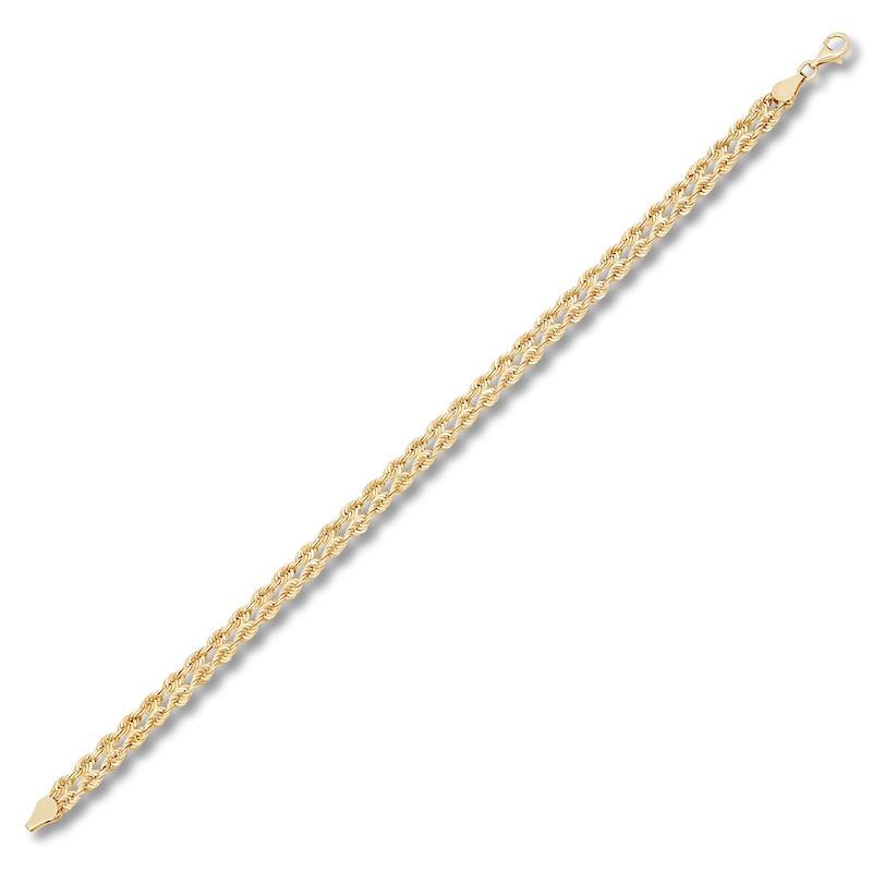 Main Image 2 of Double Rope Chain Bracelet Hollow 10K Yellow Gold 7.5"