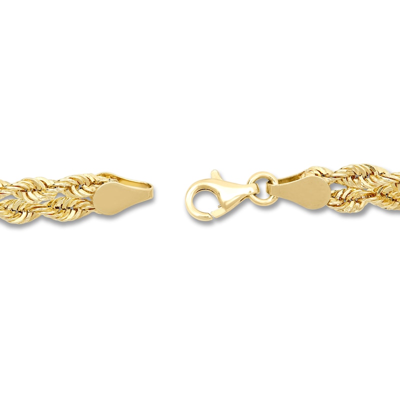 Main Image 3 of Double Rope Chain Bracelet Hollow 10K Yellow Gold 7.5"