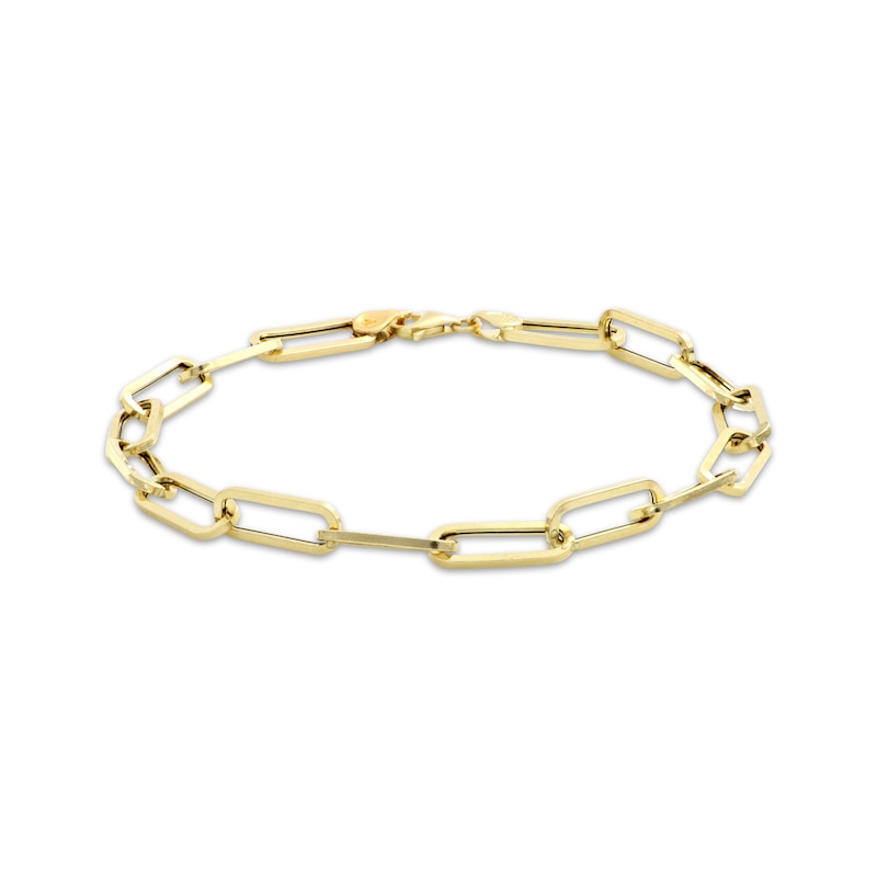 Hollow Paperclip Bracelet 10K Yellow Gold 7.5"