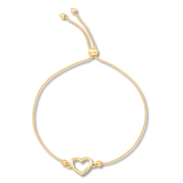 Heart Bolo Bracelet 10K Yellow Gold 9.5&quot;