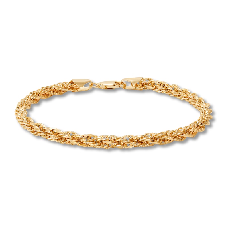 Hollow Infinity Rope Bracelet 10K Yellow Gold 7.5"