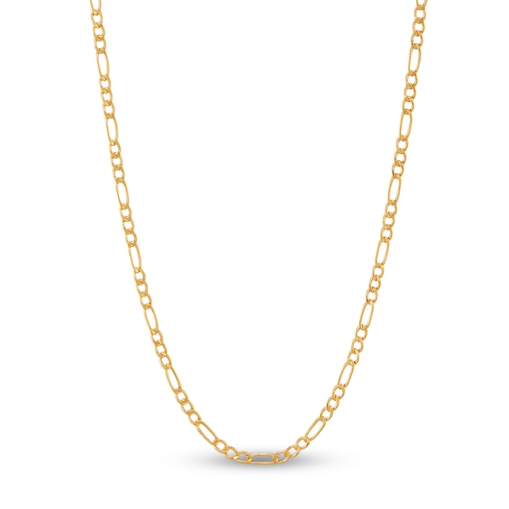 Children's Figaro Chain Necklace Hollow 14K Yellow Gold 13"