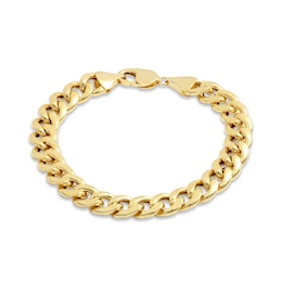 Semi-Solid Cuban Chain Bracelet 10K Yellow Gold 7.5&quot;