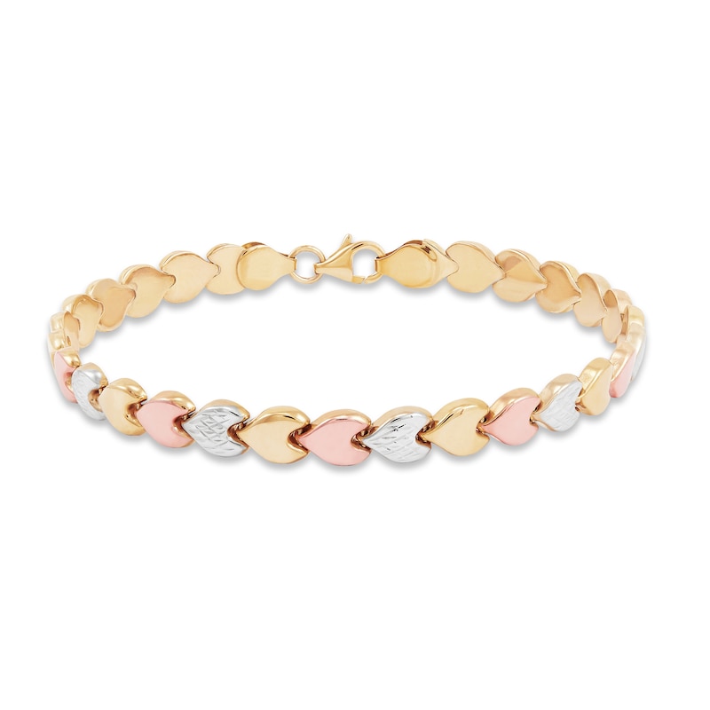 Stampato Heart Bracelet 10K Tri-Tone Gold 7.5"