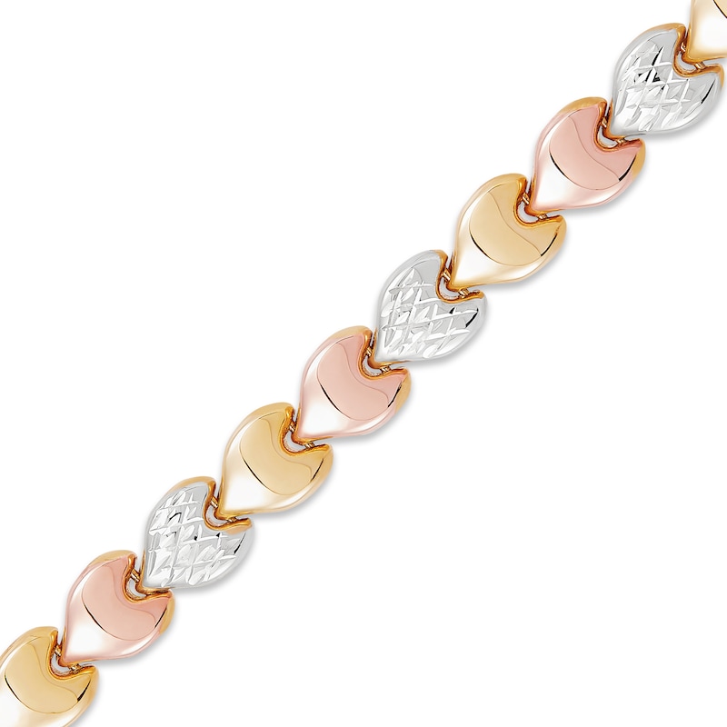 Stampato Heart Bracelet 10K Tri-Tone Gold 7.5"