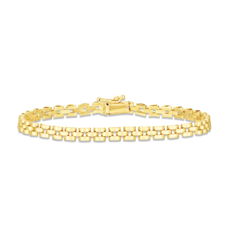Main Image 1 of Three-Row Panther Chain Bracelet 14K Yellow Gold 7"