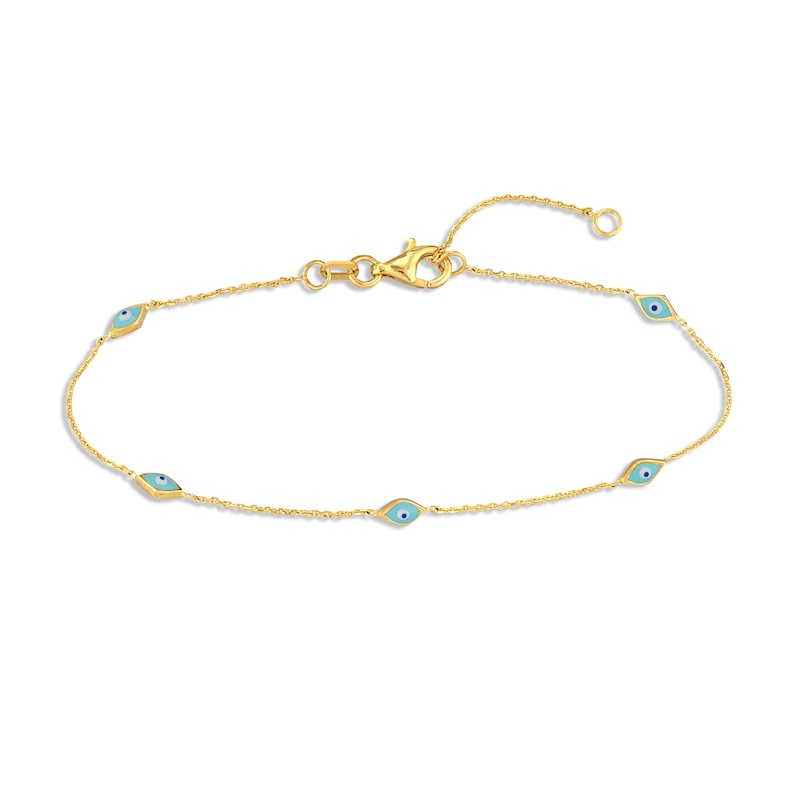Main Image 1 of Enamel Evil Eye Bracelet 14K Yellow Gold 7.25"