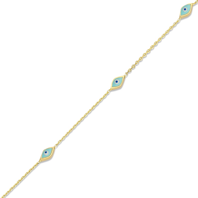 Main Image 2 of Enamel Evil Eye Bracelet 14K Yellow Gold 7.25"