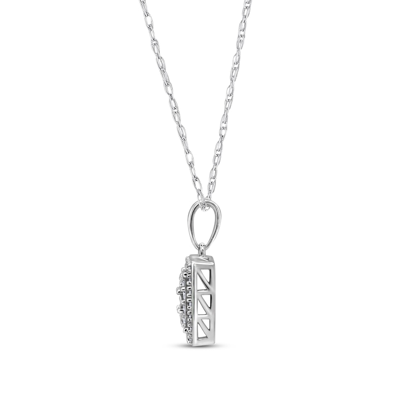 Main Image 3 of Diamond Cushion Frame Necklace 1/5 ct tw Sterling Silver 18"