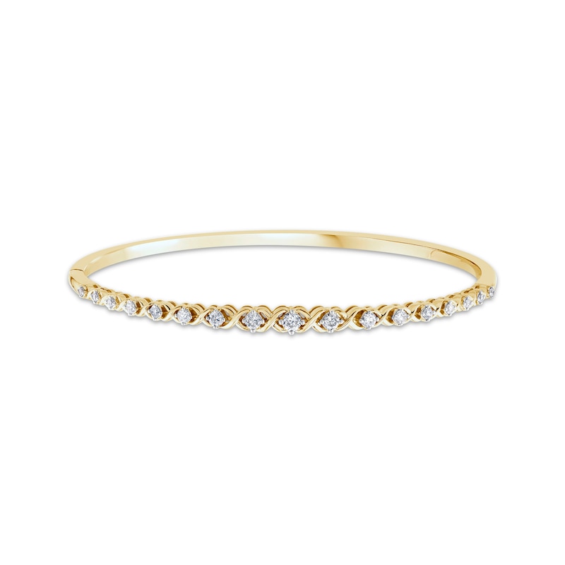 Main Image 1 of Round-Cut Diamond Bangle Bracelet 1/2 ct tw 10K Yellow Gold