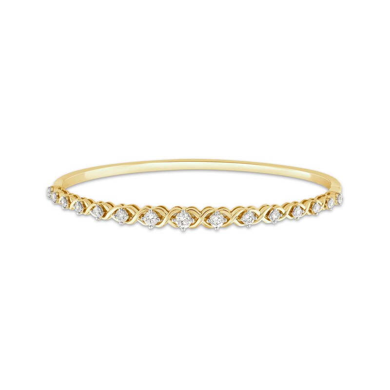 Round-Cut Diamond Bangle Bracelet 1 ct tw 10K Yellow Gold