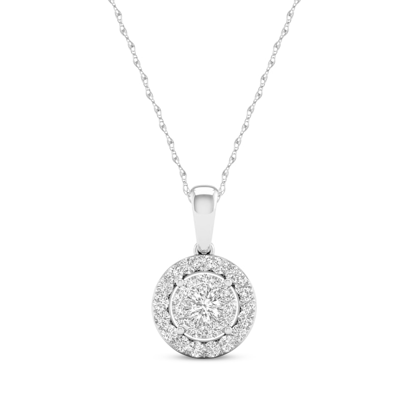 Main Image 1 of KAY Lab-Grown Diamonds Circle Halo Necklace 1/2 ct tw 10K White Gold 18"