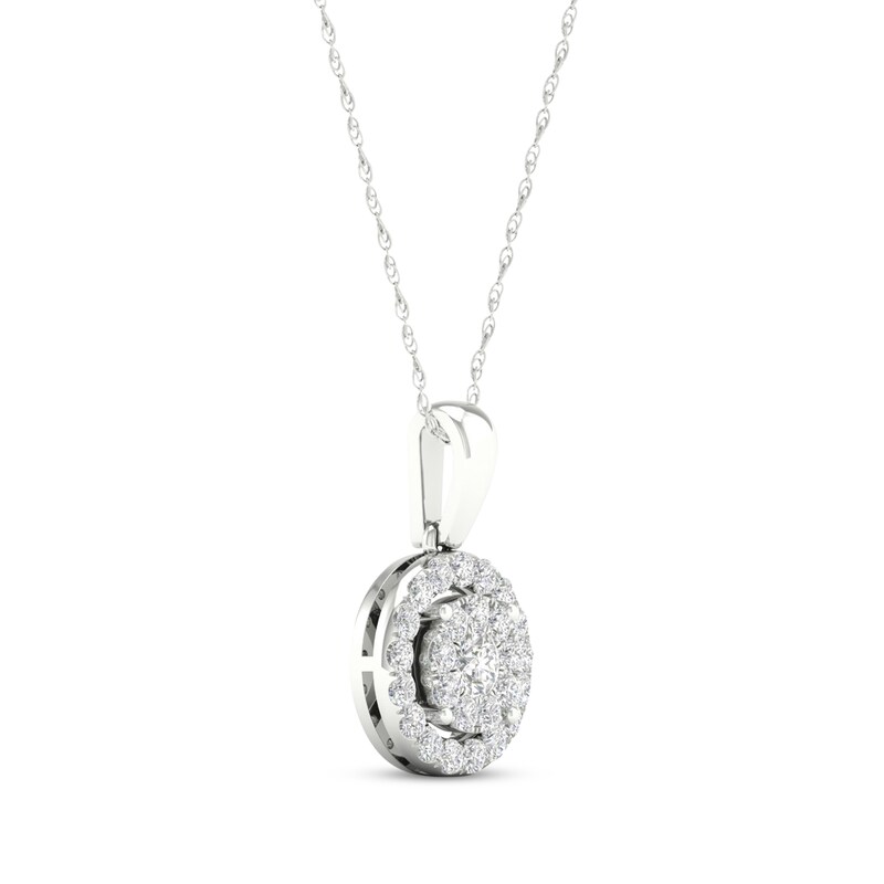 Main Image 2 of KAY Lab-Grown Diamonds Circle Halo Necklace 1/2 ct tw 10K White Gold 18"