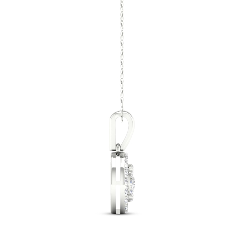 Main Image 3 of KAY Lab-Grown Diamonds Circle Halo Necklace 1/2 ct tw 10K White Gold 18"