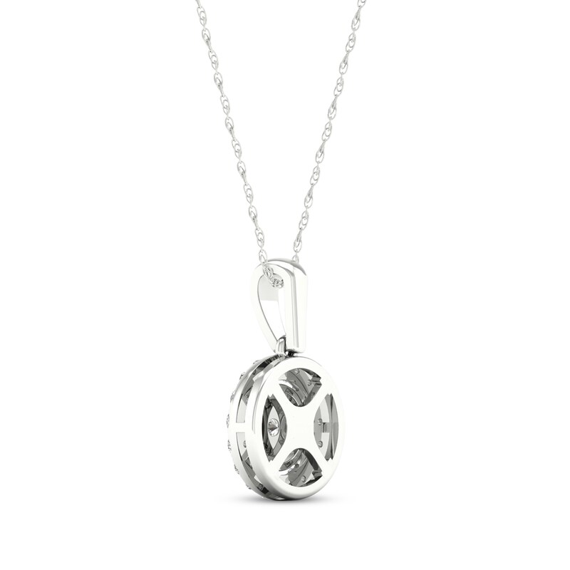 Main Image 4 of KAY Lab-Grown Diamonds Circle Halo Necklace 1/2 ct tw 10K White Gold 18"