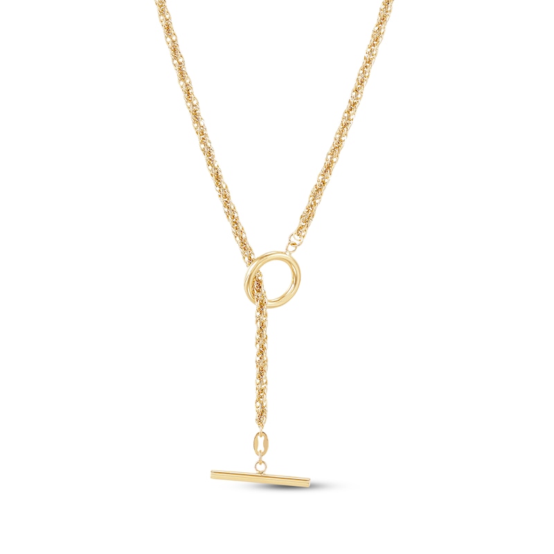 Main Image 1 of Toggle Rope Chain Necklace Hollow 10K Yellow Gold 17.75"
