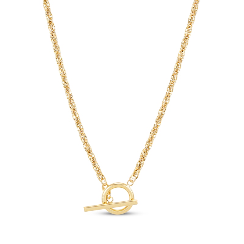 Main Image 2 of Toggle Rope Chain Necklace Hollow 10K Yellow Gold 17.75"