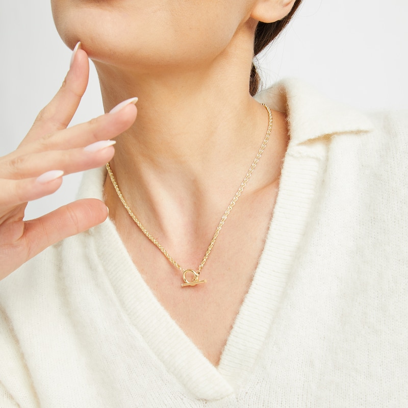 Main Image 4 of Toggle Rope Chain Necklace Hollow 10K Yellow Gold 17.75"