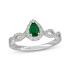 Thumbnail Image 4 of Neil Lane Pear-Shaped Natural Emerald & Diamond Halo Engagement Ring 3/8 ct tw 14K White Gold