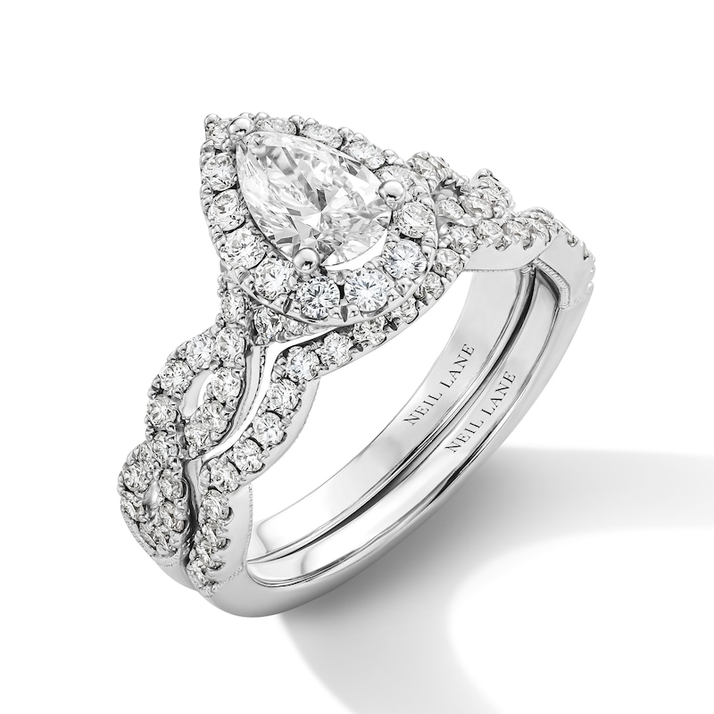 Main Image 1 of Neil Lane Artistry Pear-Shaped Lab-Grown Diamond Bridal Set 1-5/8 ct tw 14K White Gold