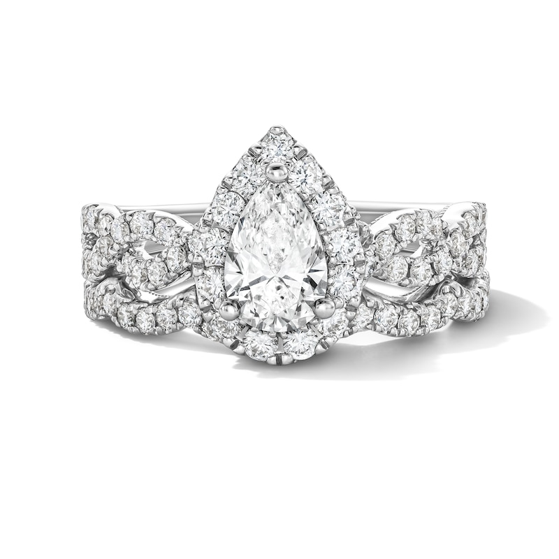 Main Image 3 of Neil Lane Artistry Pear-Shaped Lab-Grown Diamond Bridal Set 1-5/8 ct tw 14K White Gold