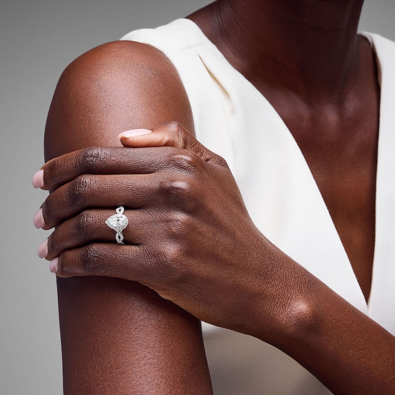 Main Image 5 of Neil Lane Artistry Pear-Shaped Halo Lab-Grown Diamond Engagement Ring 1-1/2 ct tw 14K White Gold