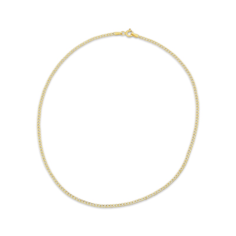 Children's Hollow Curb Chain Necklace 14K Yellow Gold 13"