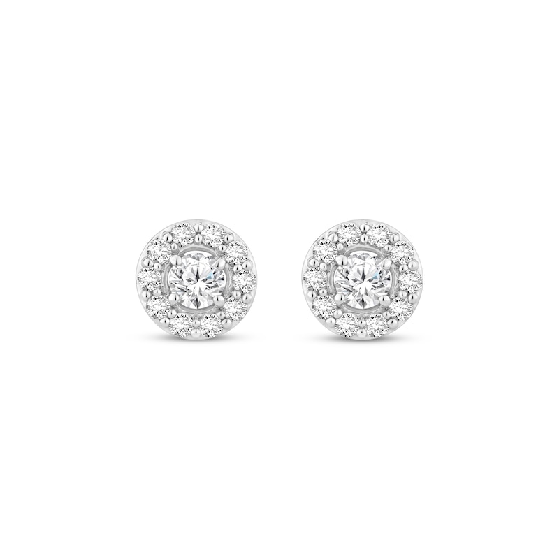 Main Image 2 of Diamond Halo Stud Earrings 1/2 ct tw 10K White Gold