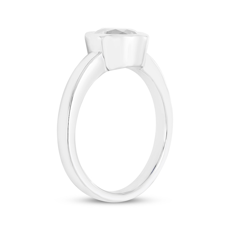 White Lab-Created Sapphire Solitaire Bezel-Set Ring Sterling Silver