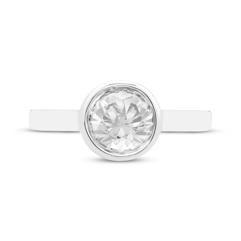 White Lab-Created Sapphire Solitaire Bezel-Set Ring Sterling Silver