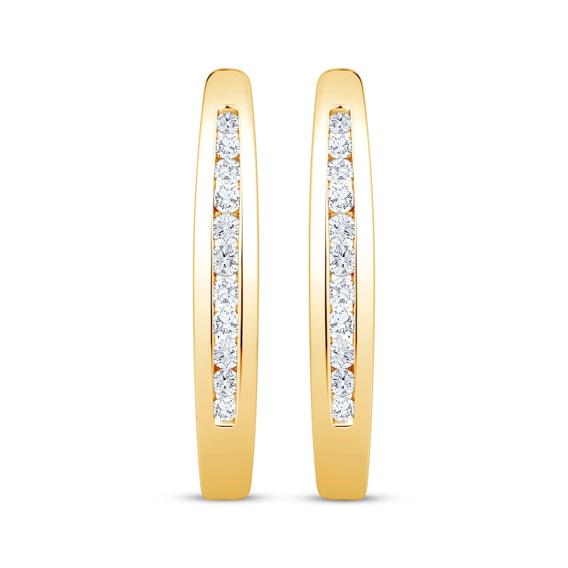 Main Image 2 of Diamond Hoop Earrings 1/2 ct tw 10K Yellow Gold