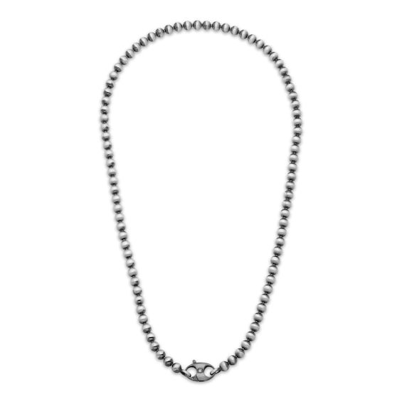 Bead Chain Necklace 5mm Solid Sterling Silver with Matte Black Finish 20"