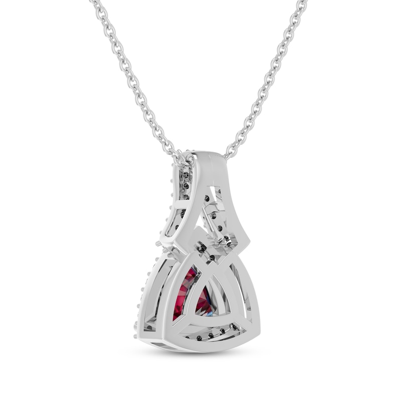Main Image 3 of Trillion-Cut Lab-Created Ruby & White Lab-Created Sapphire Necklace Sterling Silver 18"
