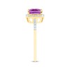 Thumbnail Image 2 of Cushion-Cut Amethyst & Diamond Halo Ring 1/10 ct tw 14K Yellow Gold