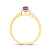 Thumbnail Image 3 of Cushion-Cut Amethyst & Diamond Halo Ring 1/10 ct tw 14K Yellow Gold