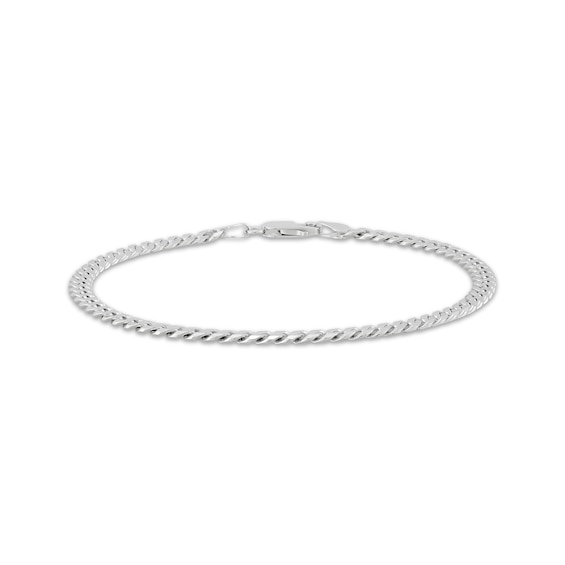 Curb Chain Bracelet 4.2mm Solid 14K White Gold 8.5"