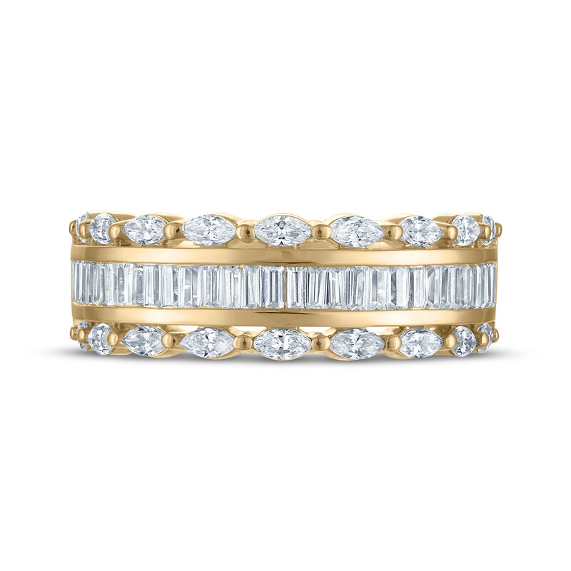 Main Image 3 of Marquise & Baguette-Cut Diamond Three-Row Anniversary Ring 1 ct tw 14K Yellow Gold